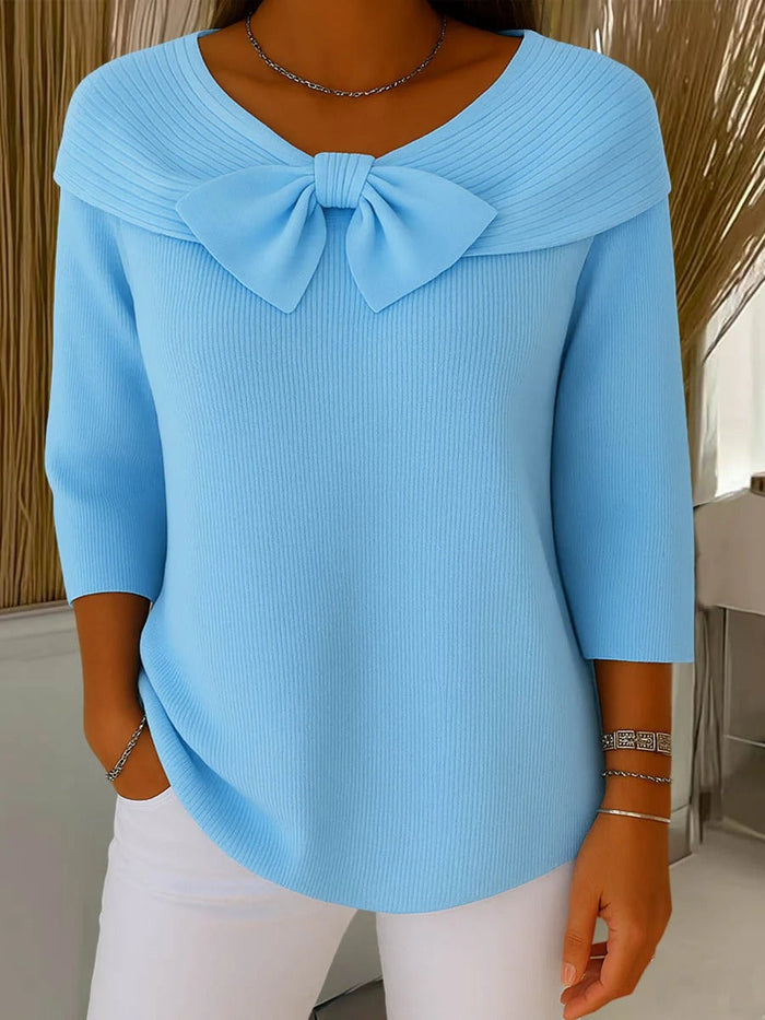 Tivella™ | Sweater with Bow and Round Neckline — 1