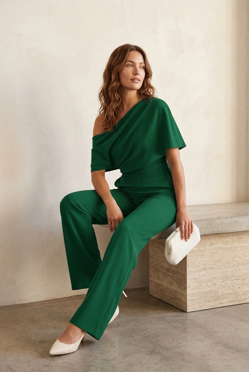 Jumpsuit Asymmetrisch Smaragdgroen