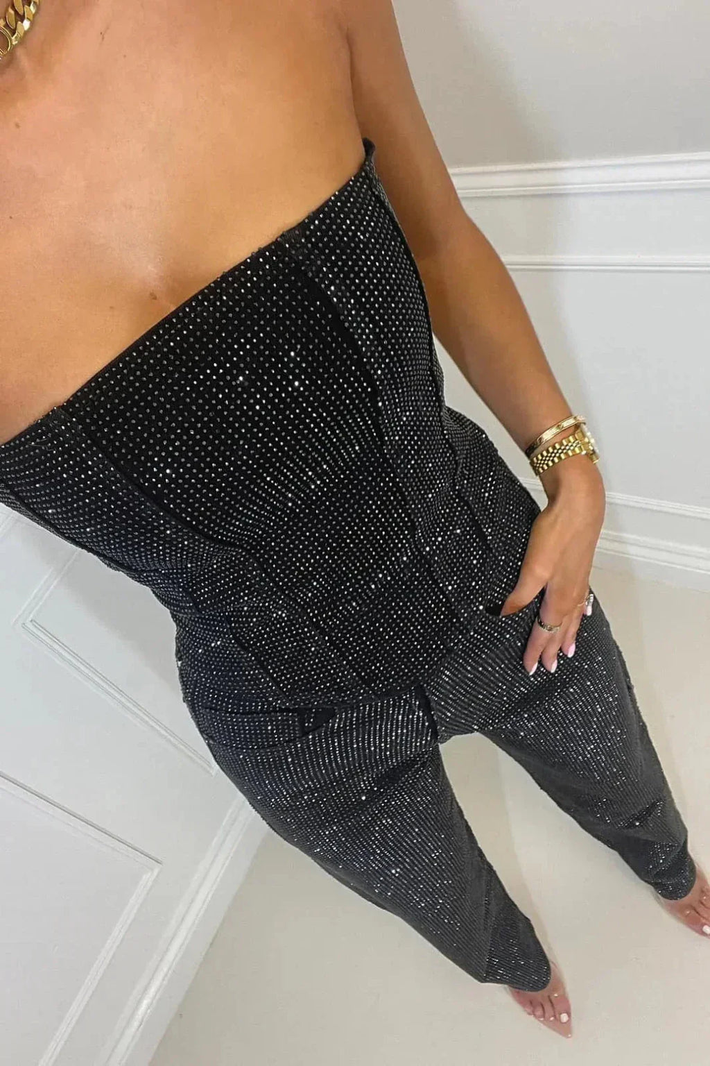 Miss | Tweedelige Set Dames Strapless Diamandlook - Casual