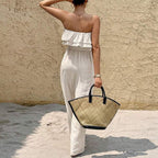 Miss | Jumpsuit Dames Tube Top Ruches Enkellengte - Geweven stof