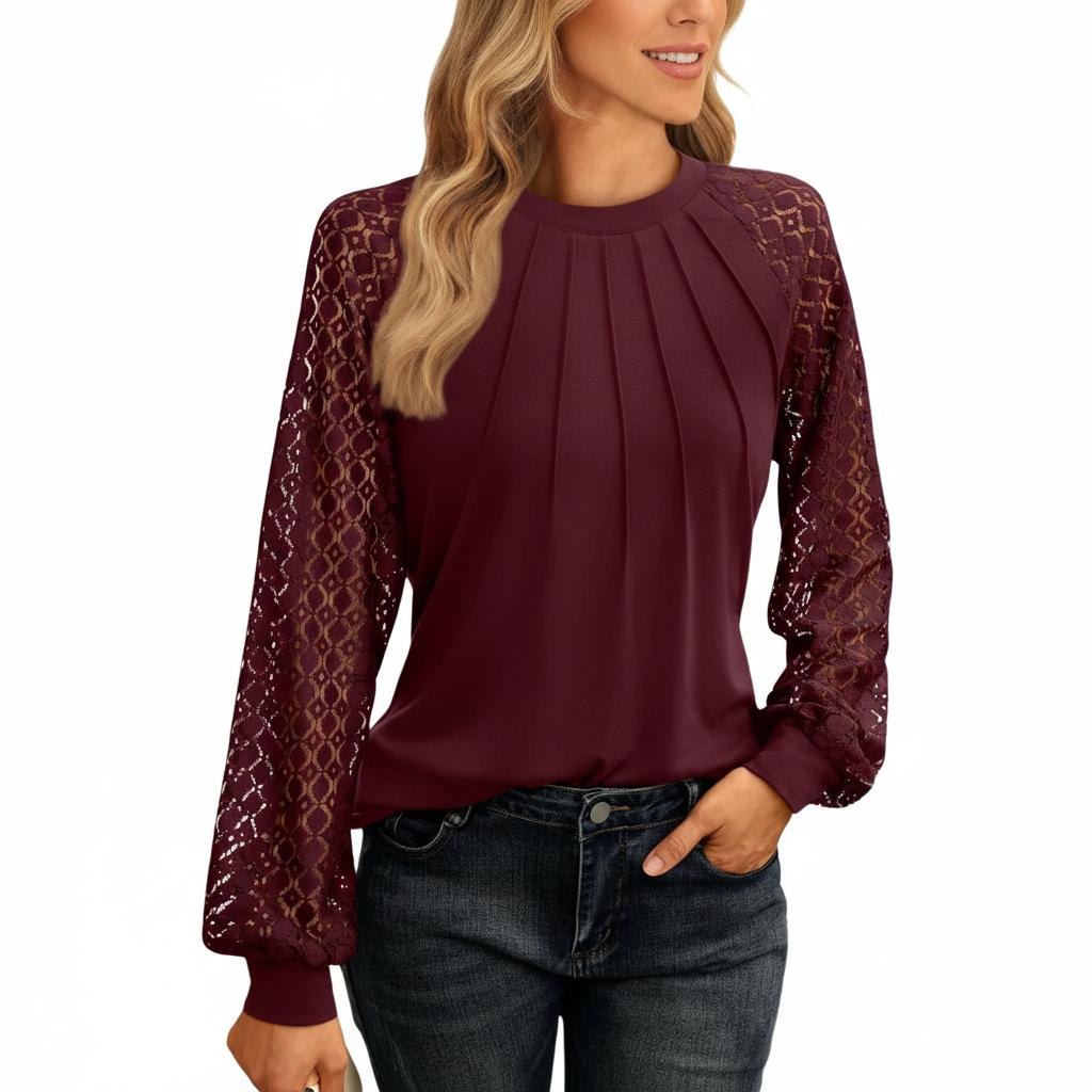 Sienna’s | Lace Blouse Women – Lace Insets Regular Fit
