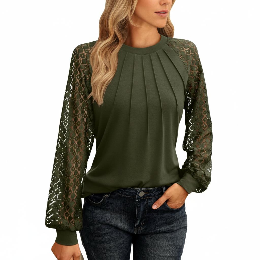 Sienna’s | Lace Blouse Women – Lace Insets Regular Fit