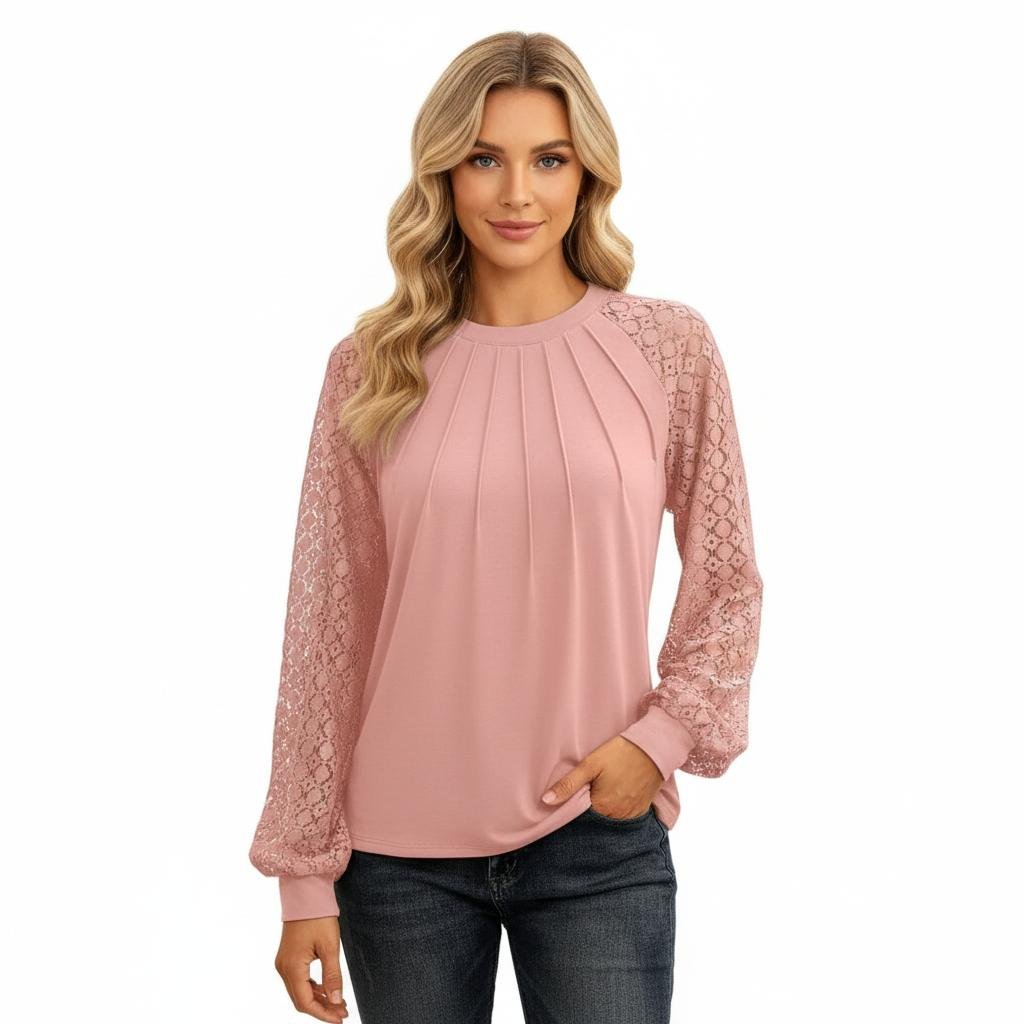 Kant Blouse Dames | Kanten Inzetstukken Regular Fit