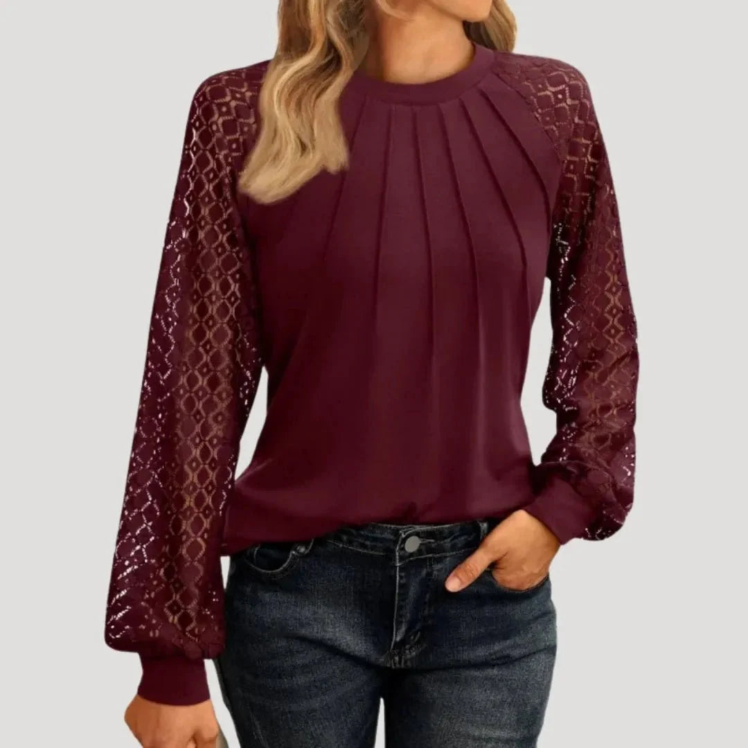 Sienna’s | Lace Blouse Women – Lace Insets Regular Fit