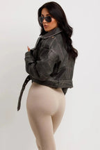 Miss | Biker Jacket Dames Casual Cropped - Kunstleer