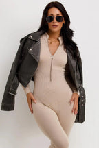 Miss | Biker Jacket Dames Casual Cropped - Kunstleer