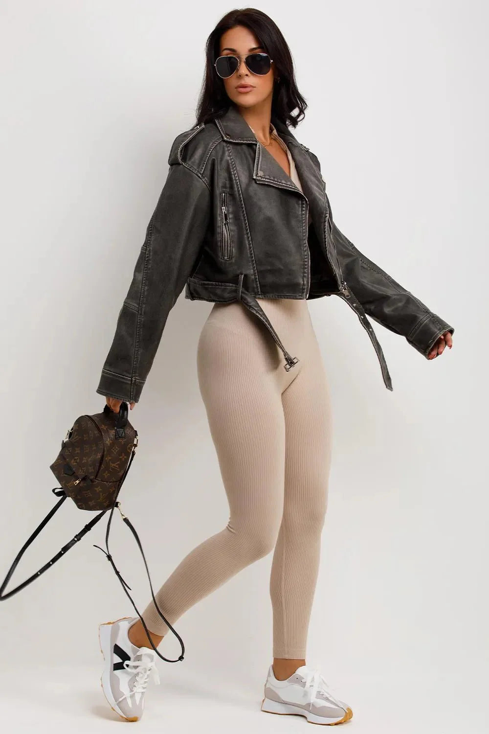 Miss | Biker Jacket Dames Casual Cropped - Kunstleer