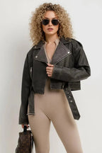 Miss | Biker Jacket Dames Casual Cropped - Kunstleer