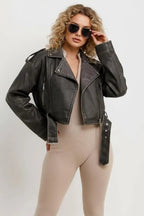 Miss | Biker Jacket Dames Casual Cropped - Kunstleer