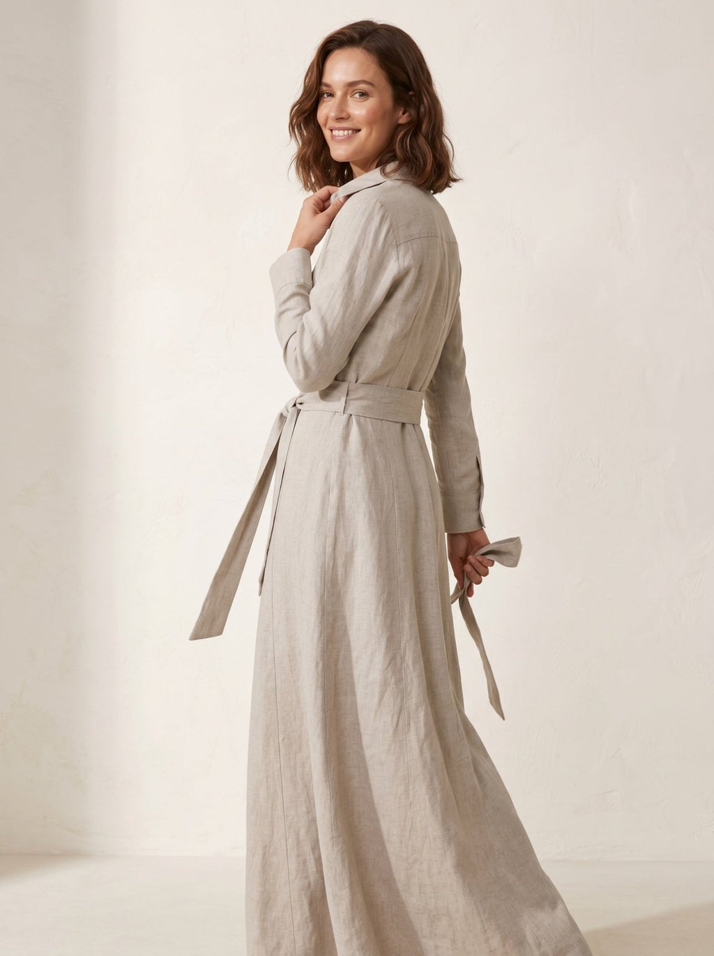 Miss | Jurk Dames Maxi Boho Split - Linnen