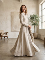 Miss | Jurk Dames Maxi Boho Split - Linnen