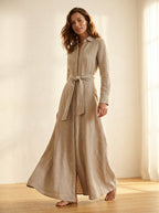 Miss | Jurk Dames Maxi Boho Split - Linnen