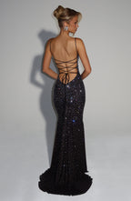 Loreviana | Glamour Avondjurk met Strass & Open Rug