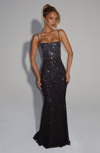 Loreviana | Glamour Avondjurk met Strass & Open Rug