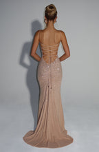 Loreviana | Glamour Avondjurk met Strass & Open Rug