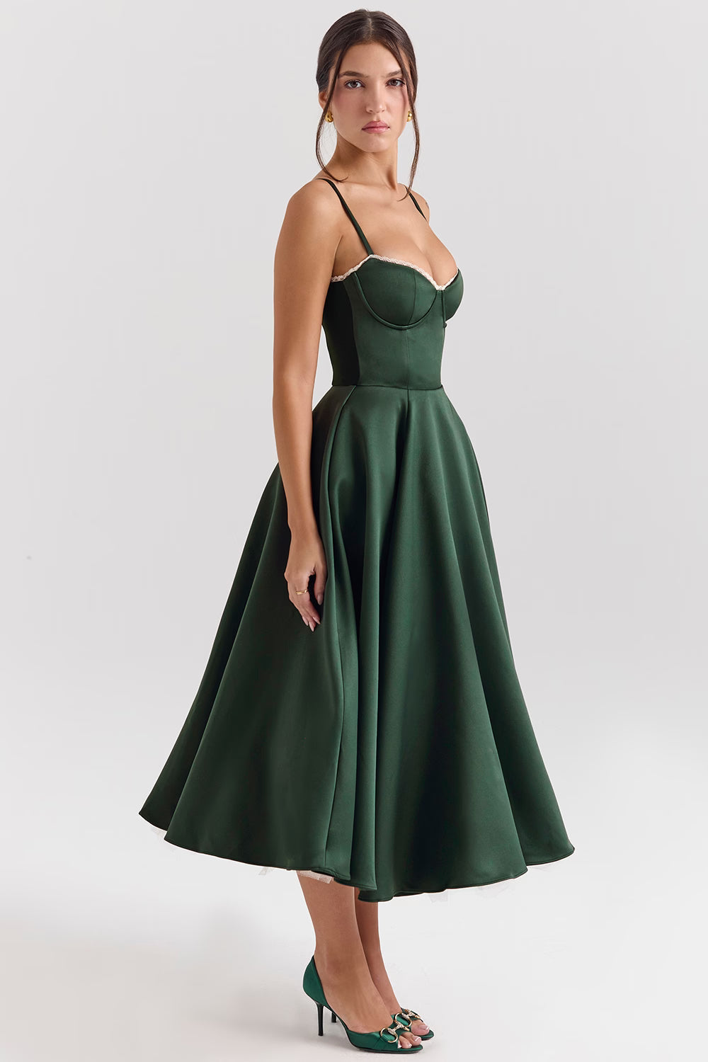 Elisa | Luxe midi jurk met corset top & volle rok