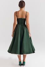 Elisa | Luxe midi jurk met corset top & volle rok