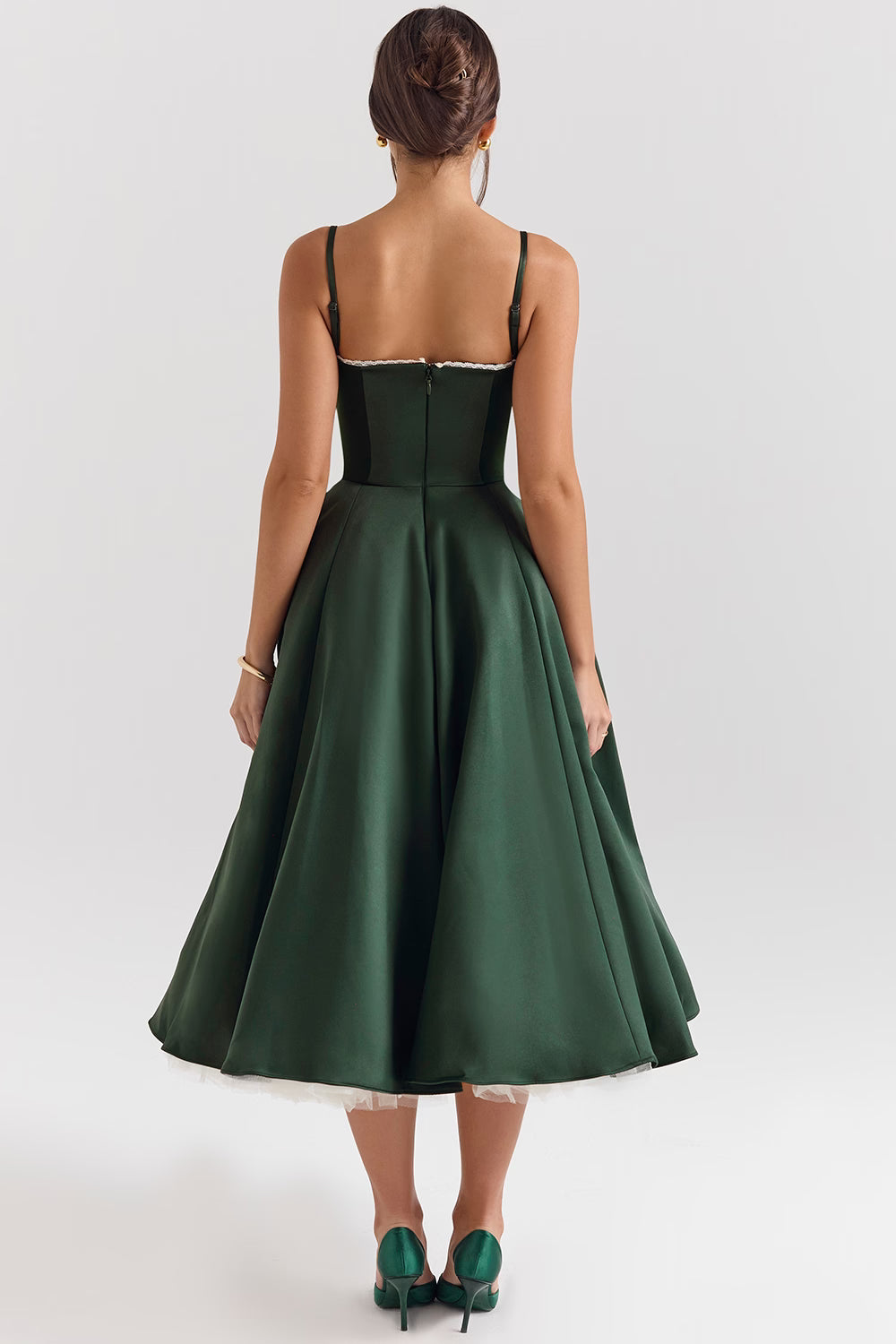 Elisa | Luxe midi jurk met corset top & volle rok