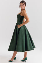 Elisa | Luxe midi jurk met corset top & volle rok