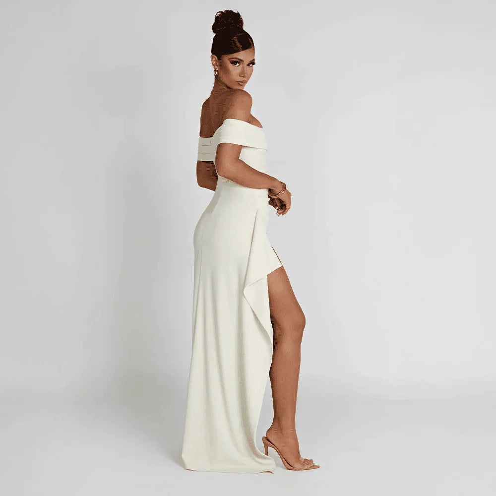 Miss | Jurk Dames Maxi Open Schouder Split - Polyester