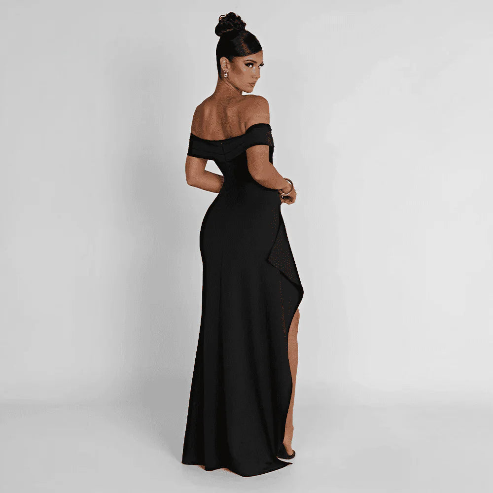 Miss | Jurk Dames Maxi Open Schouder Split - Polyester