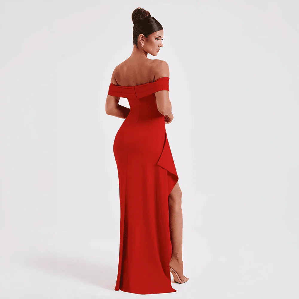 Miss | Jurk Dames Maxi Open Schouder Split - Polyester
