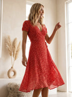 Miss | Jurk Dames Midi A-lijn V-hals Print - Polyester