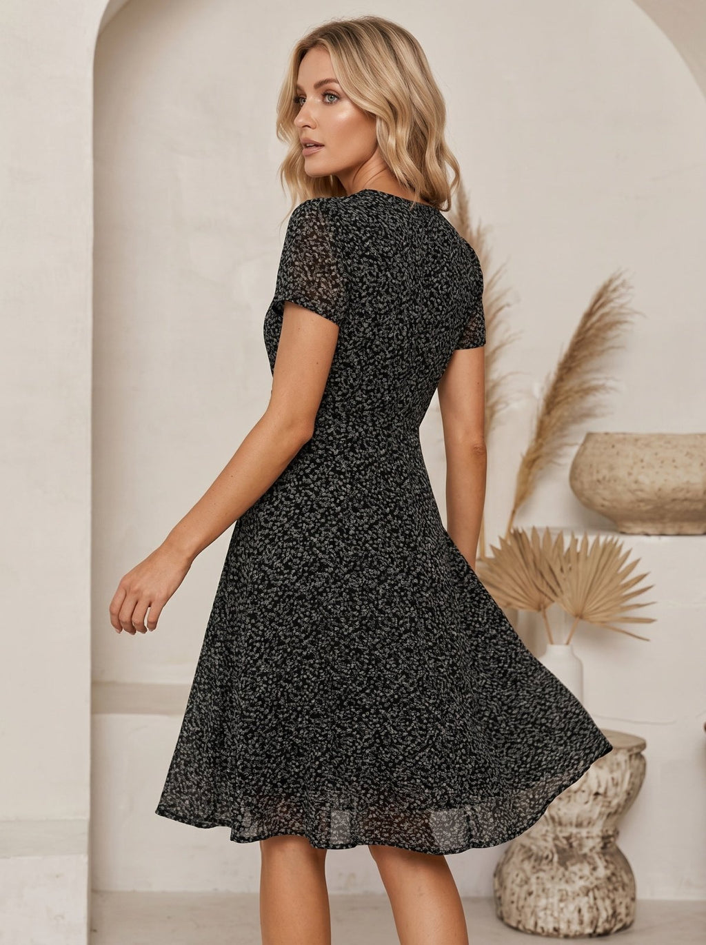 Miss | Jurk Dames Midi A-lijn V-hals Print - Polyester