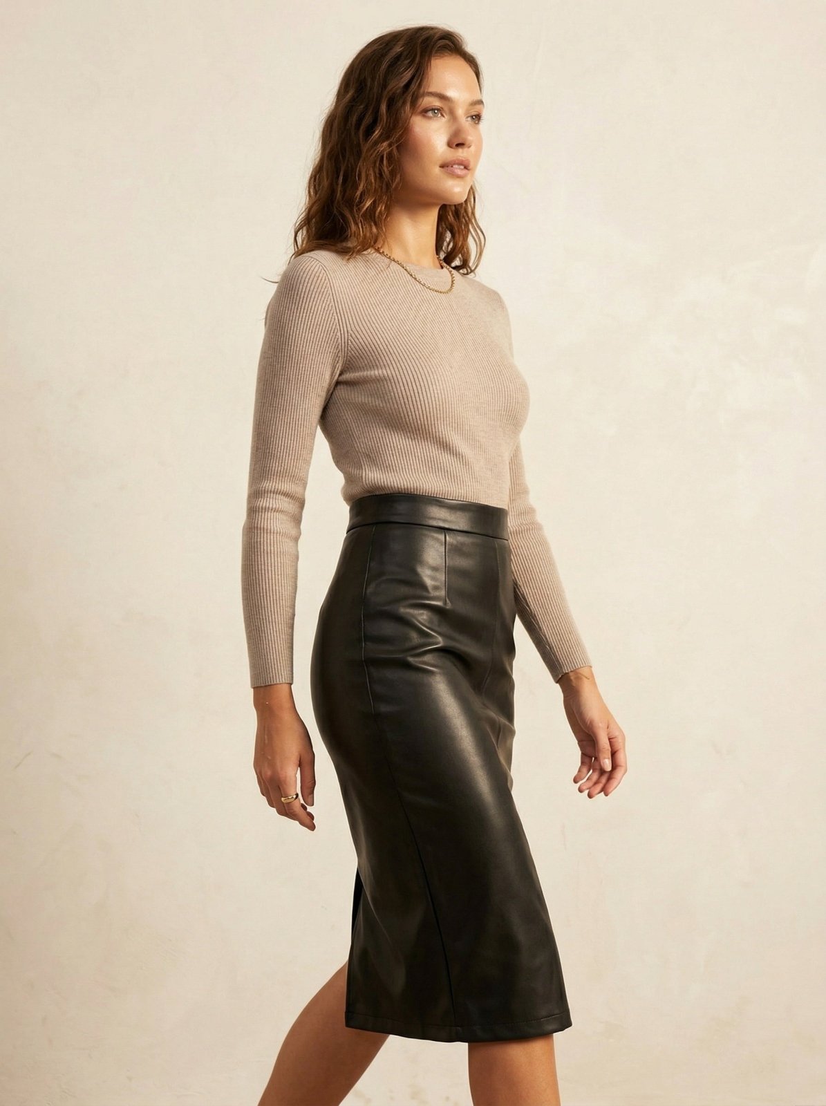 Sienna’s | Faux Leather Wrap Midi Skirt