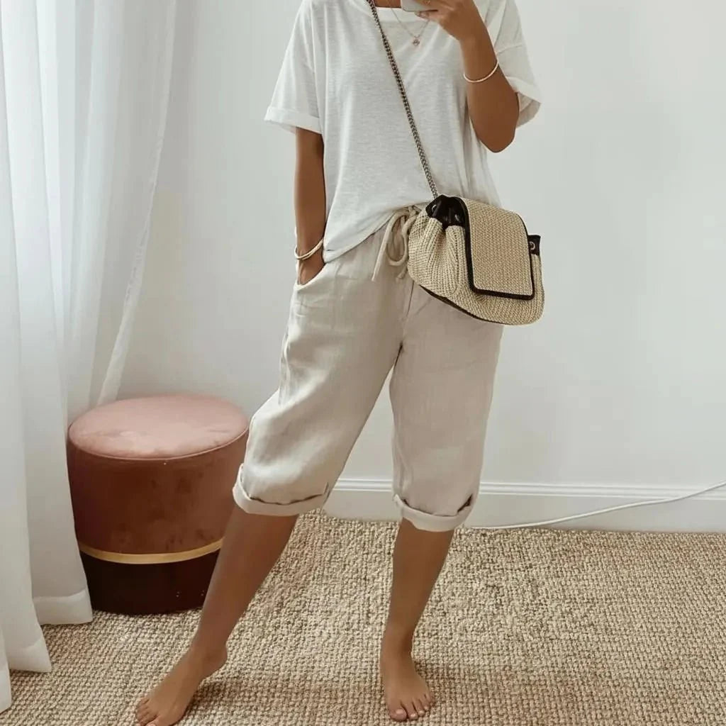 Miss | Capri Broek Dames Casual - Linnenmix
