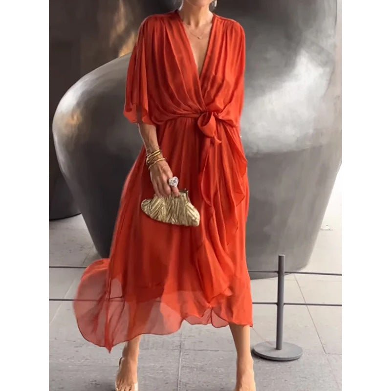 Miss | Jurk Dames Casual Maxi - Leer