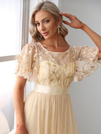 Miss | Jurk Dames Maxi Korte Mouw Pailletten - Tule
