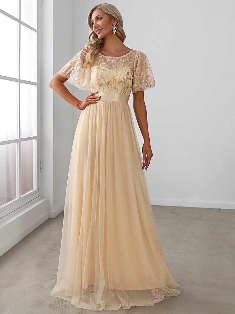 Miss | Jurk Dames Maxi Korte Mouw Pailletten - Tule