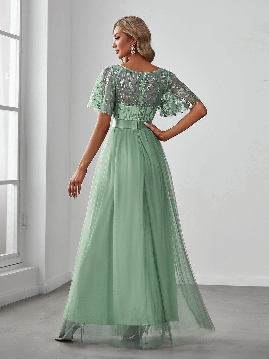 Miss | Jurk Dames Maxi Korte Mouw Pailletten - Tule