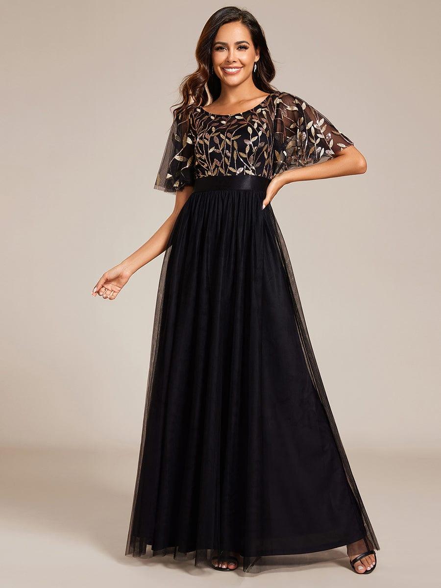 Miss | Jurk Dames Maxi Korte Mouw Pailletten - Tule