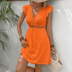 Miss | Jurk Dames Midi Casual Oranje - Polyester
