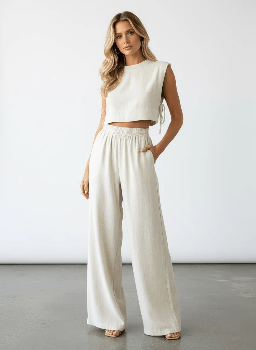 Miss | Tweedelige Set Dames Relaxed - Linnenmix