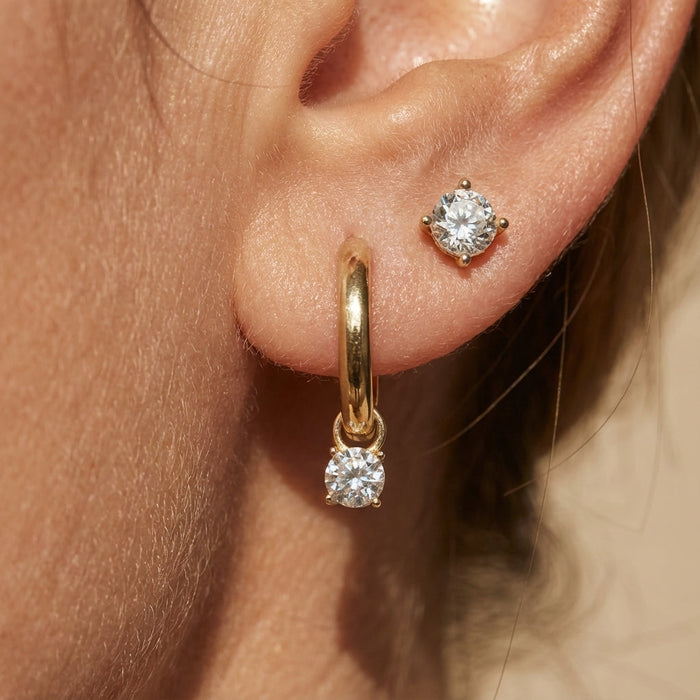 Sleek Gold Diamond Earring set — 1