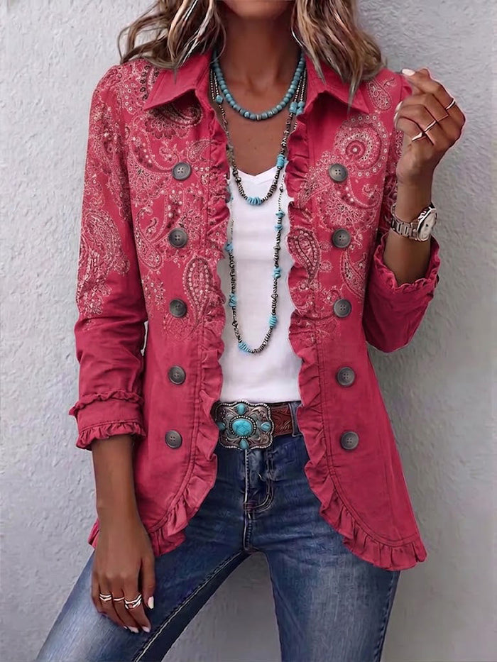 Anouk™ | Vintage Paisley Print Ruffled Jacket — 1