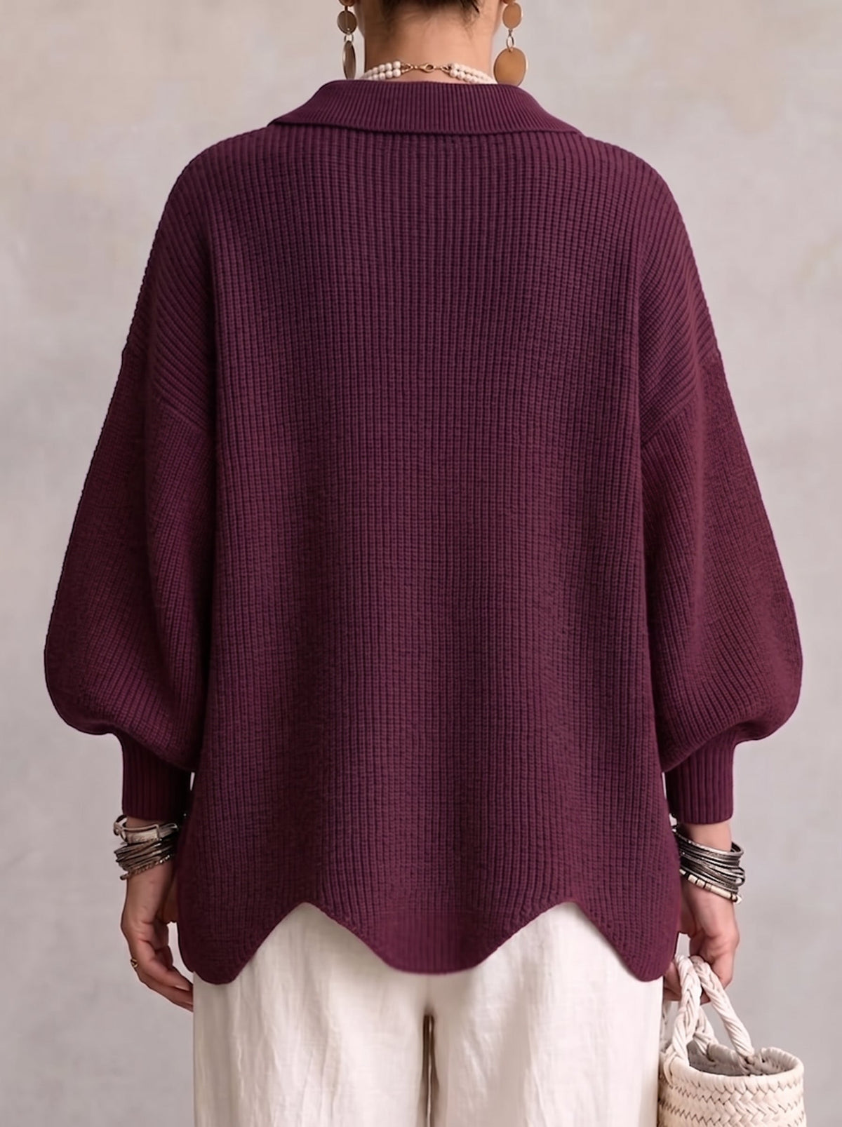Isadora™ | Oversized Collared Cardigan With Large Metal Buttons — 4