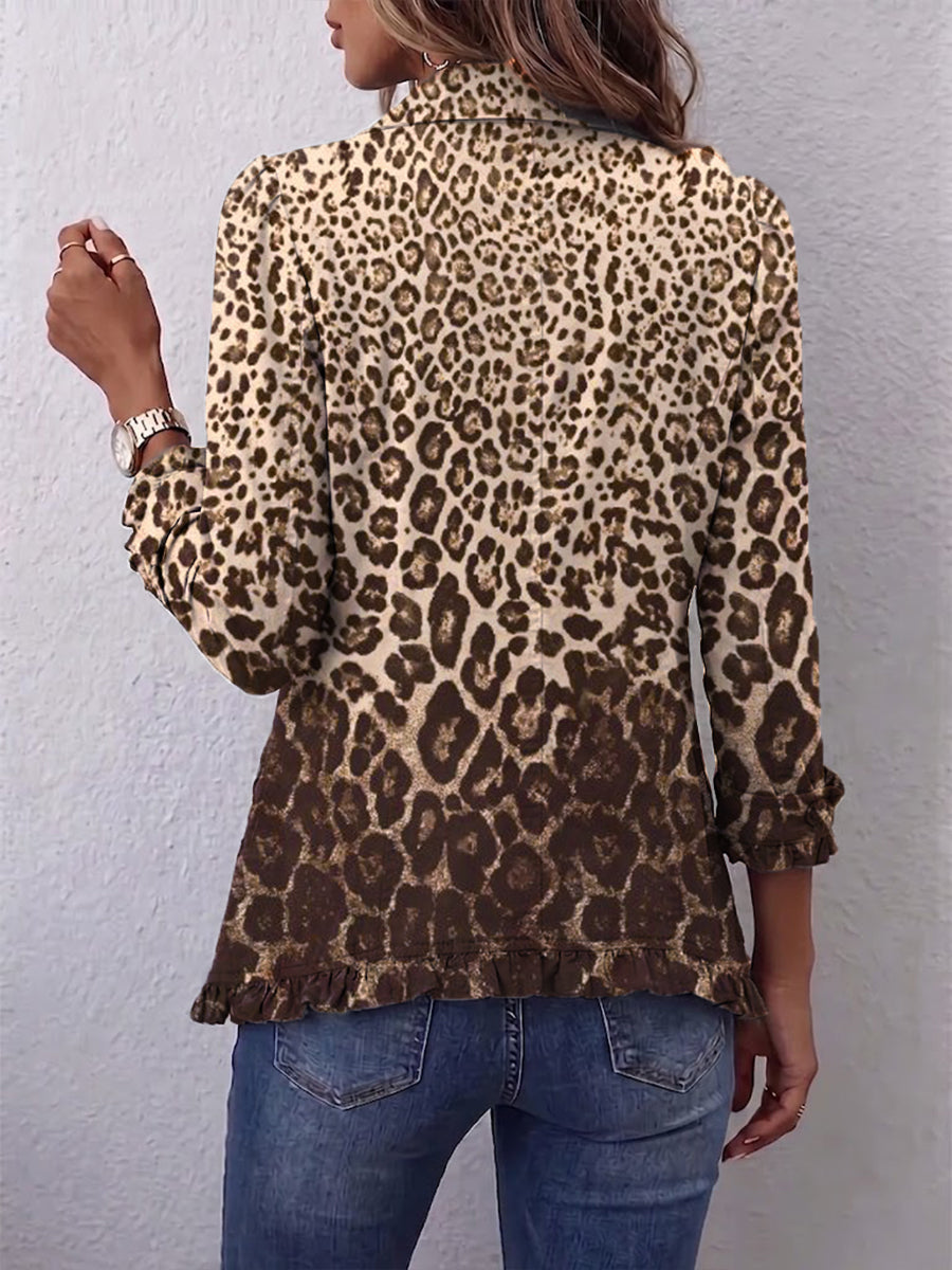 Navara™ | Leopard Print Ruffled Jacket — 2