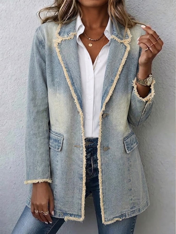 Dionne™ | Vintage-Style Oversized Blazer with Raw Edges — 1