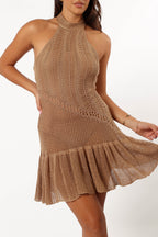 Miss | Jurk Dames Mini Halter Cover Up - Gehaakt