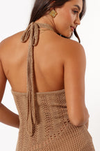 Miss | Jurk Dames Mini Halter Cover Up - Gehaakt