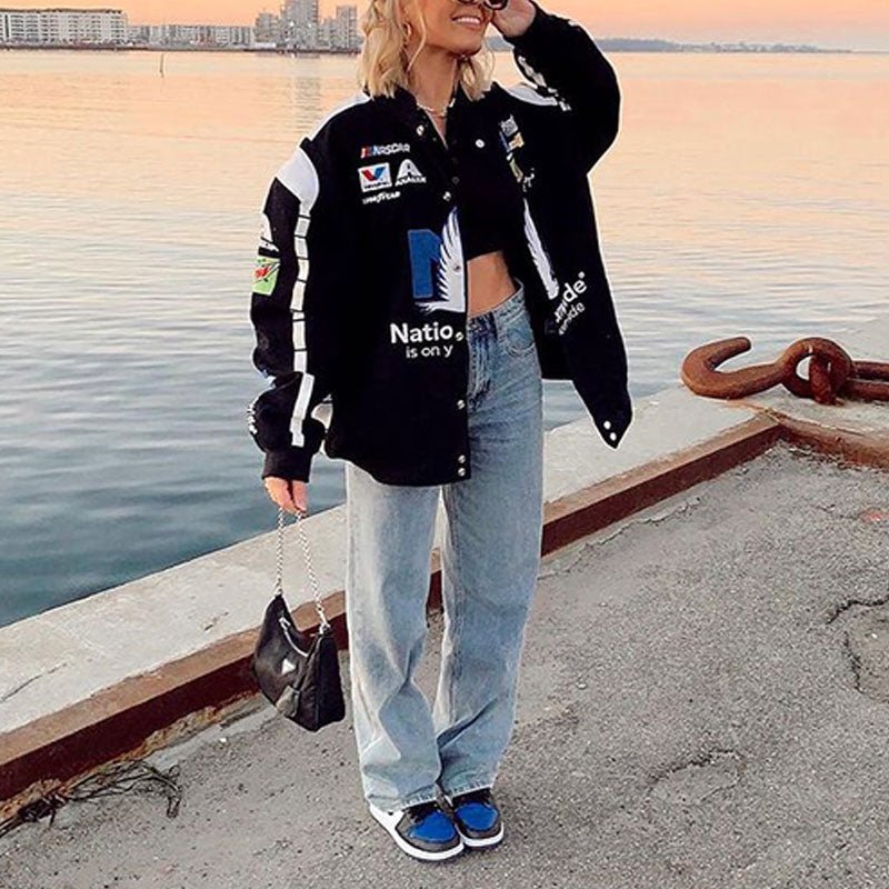 Miss | Jas Dames Oversized Racing Print - Polyester