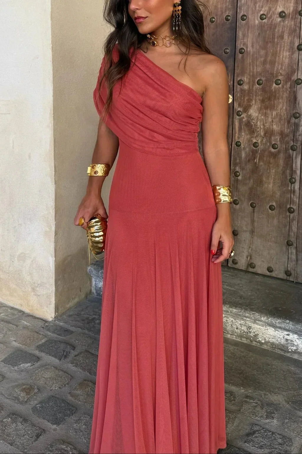Miss | Jurk Dames Maxi One-Shoulder - Polyester