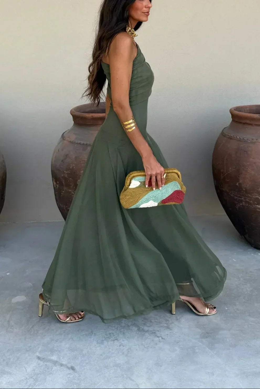 Miss | Jurk Dames Maxi One-Shoulder - Polyester