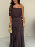 Miss | Jurk Dames Maxi Schoudervrij - Polyester
