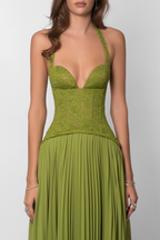 Miss | Jurk Dames Maxi Plissé Corset - Polyester