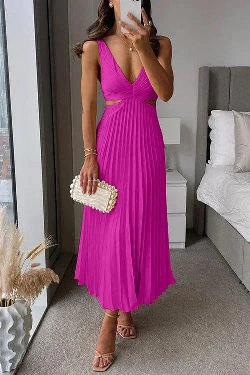 Sienna’s | Dress Women Midi Elegant Plissé – Polyester